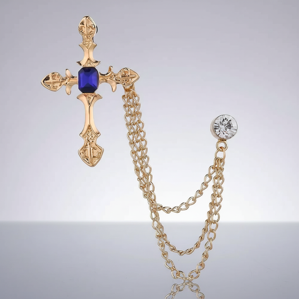 Cross & Chains Lapel Pin