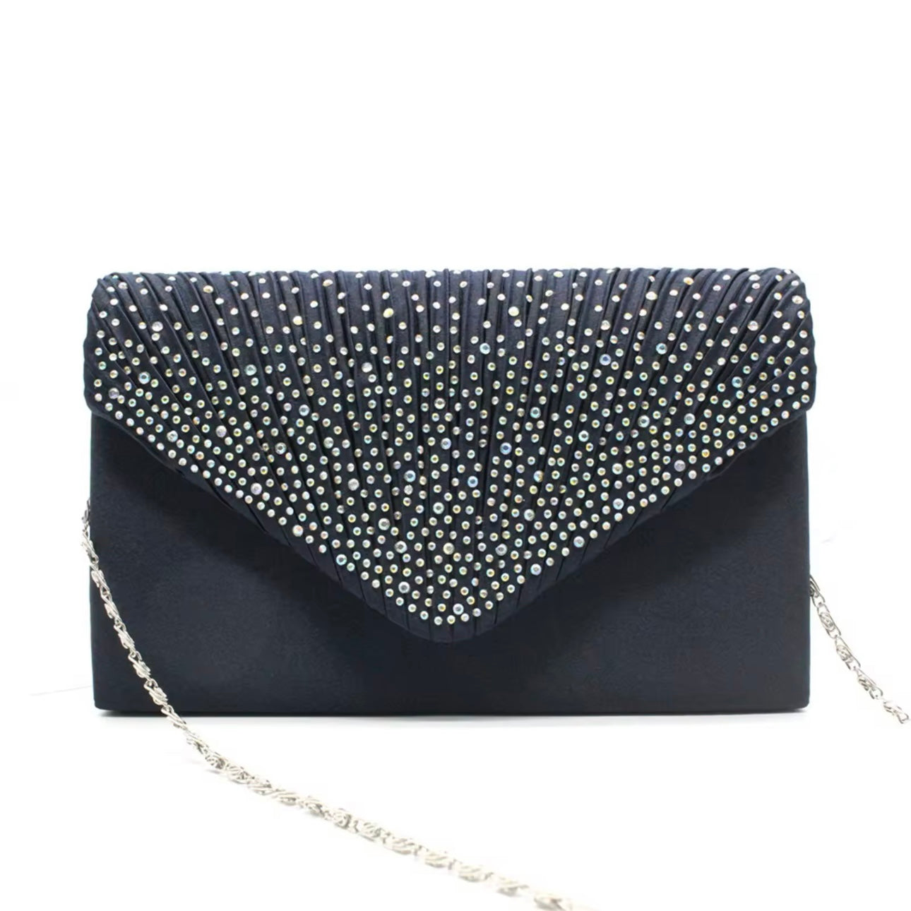 Navy Rhinestones Clutch Evening Bag