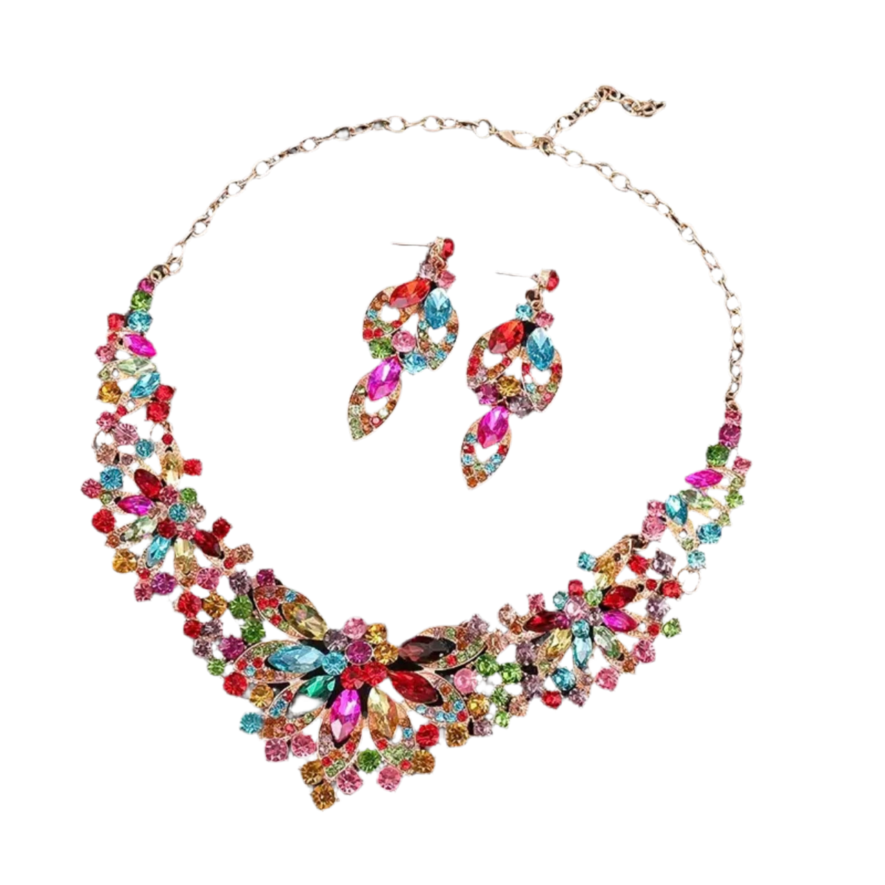 Multicolor Flowers Jewelry Set