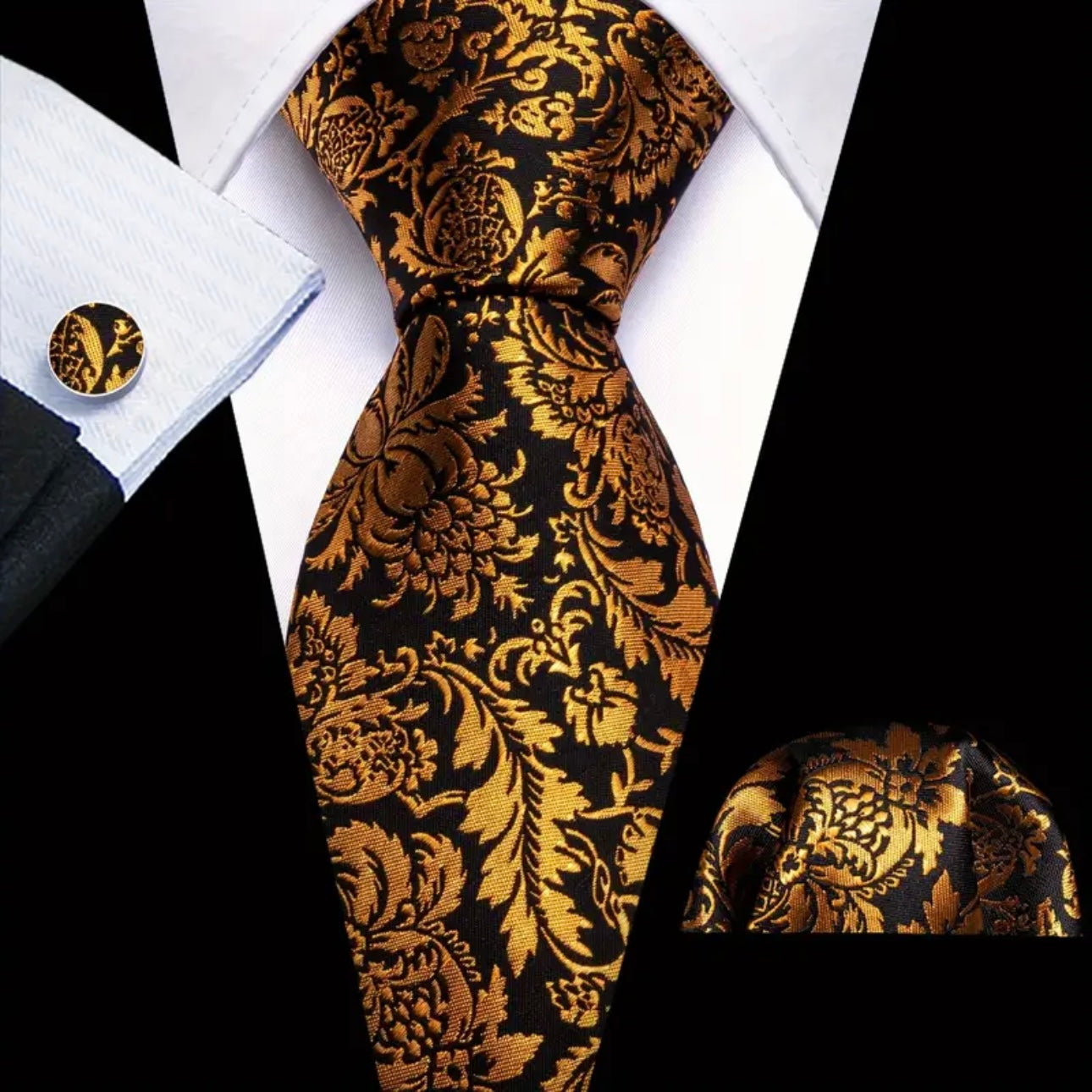 Gold & Black Barry Wang Necktie Sets