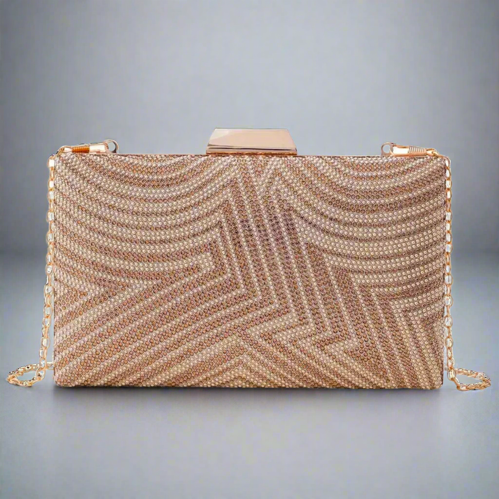 Contemporary Rhinestone Beaded Clutch Evening Bag