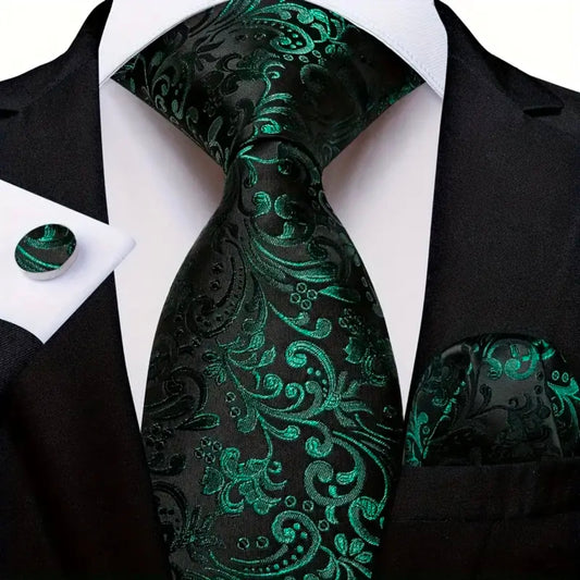 Green Black Necktie Set