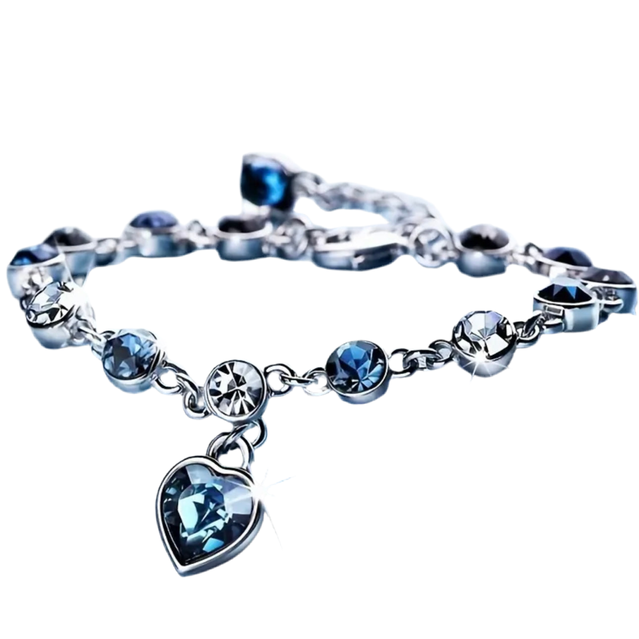 Blue Clear Heart Bracelet