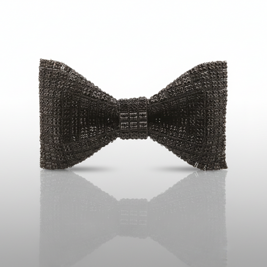 Black Lattice Beaded Bow Tie