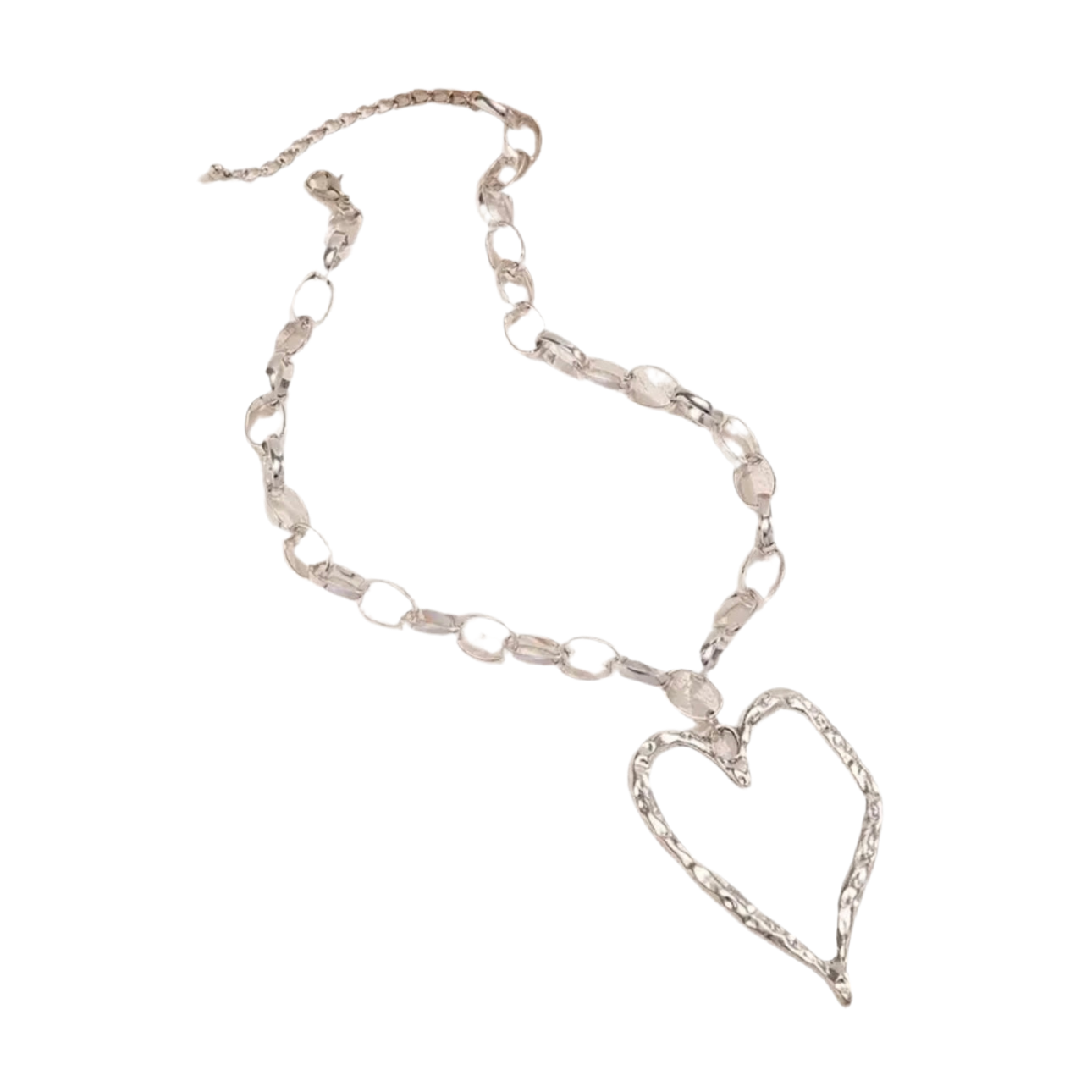 Exaggerated Heart Silver Necklace