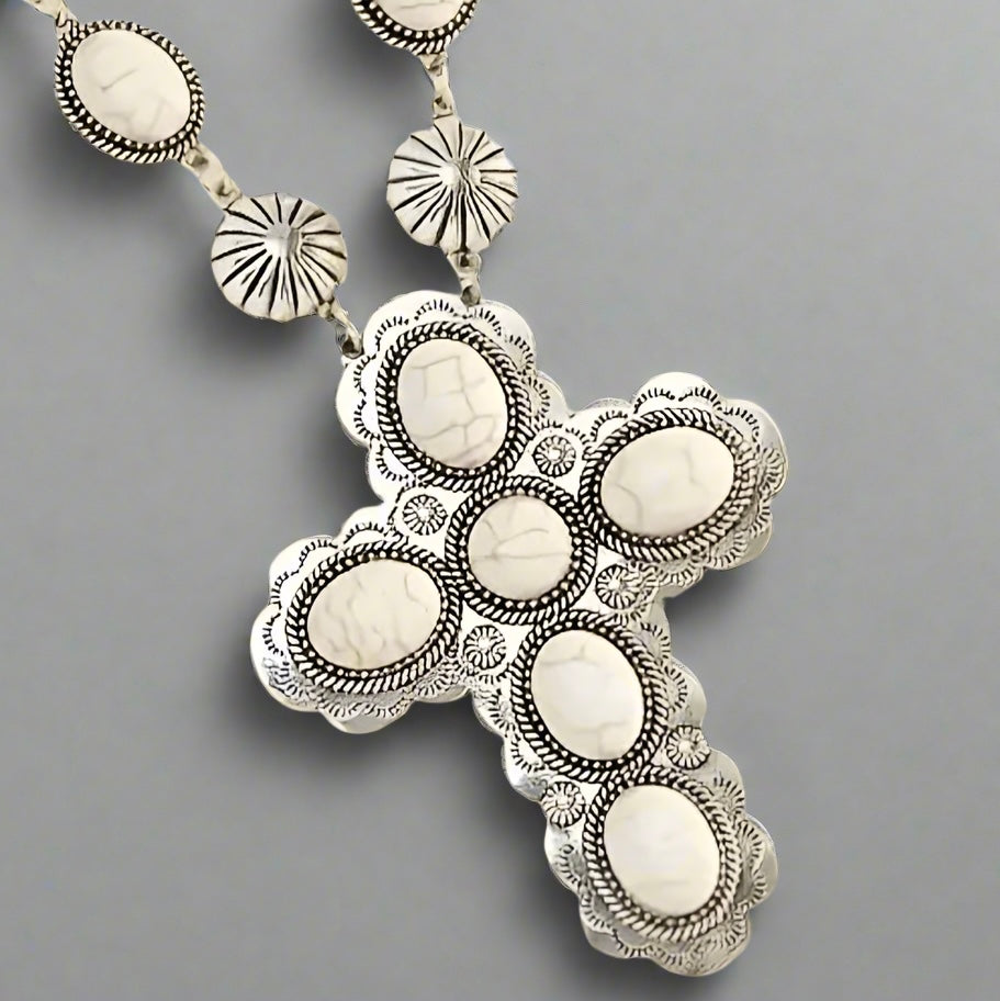 White Turquoise Cross Set