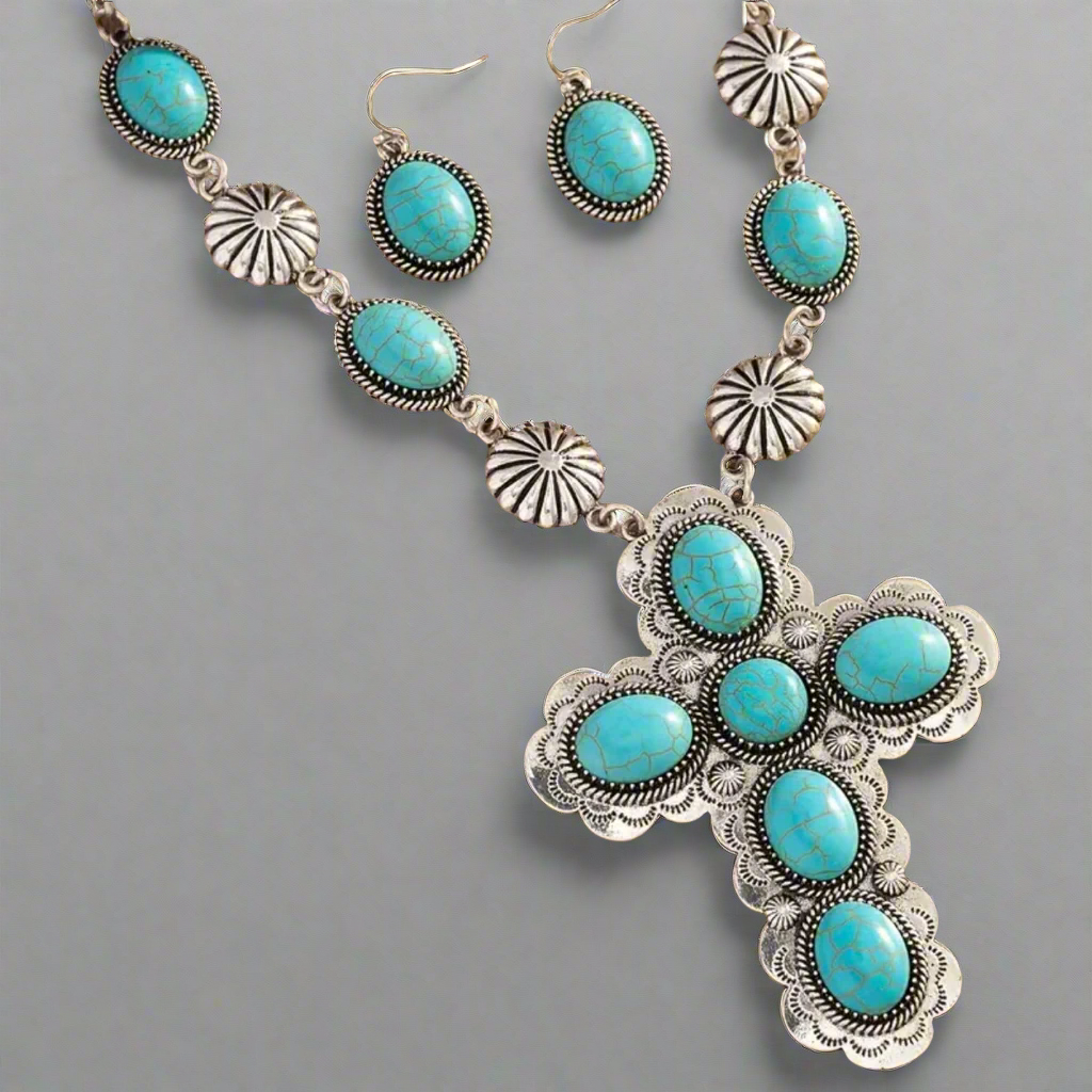 Blue Turquoise Cross Set