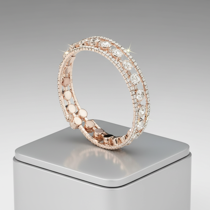 Rose Gold Rhinestone Flexible Bracelet
