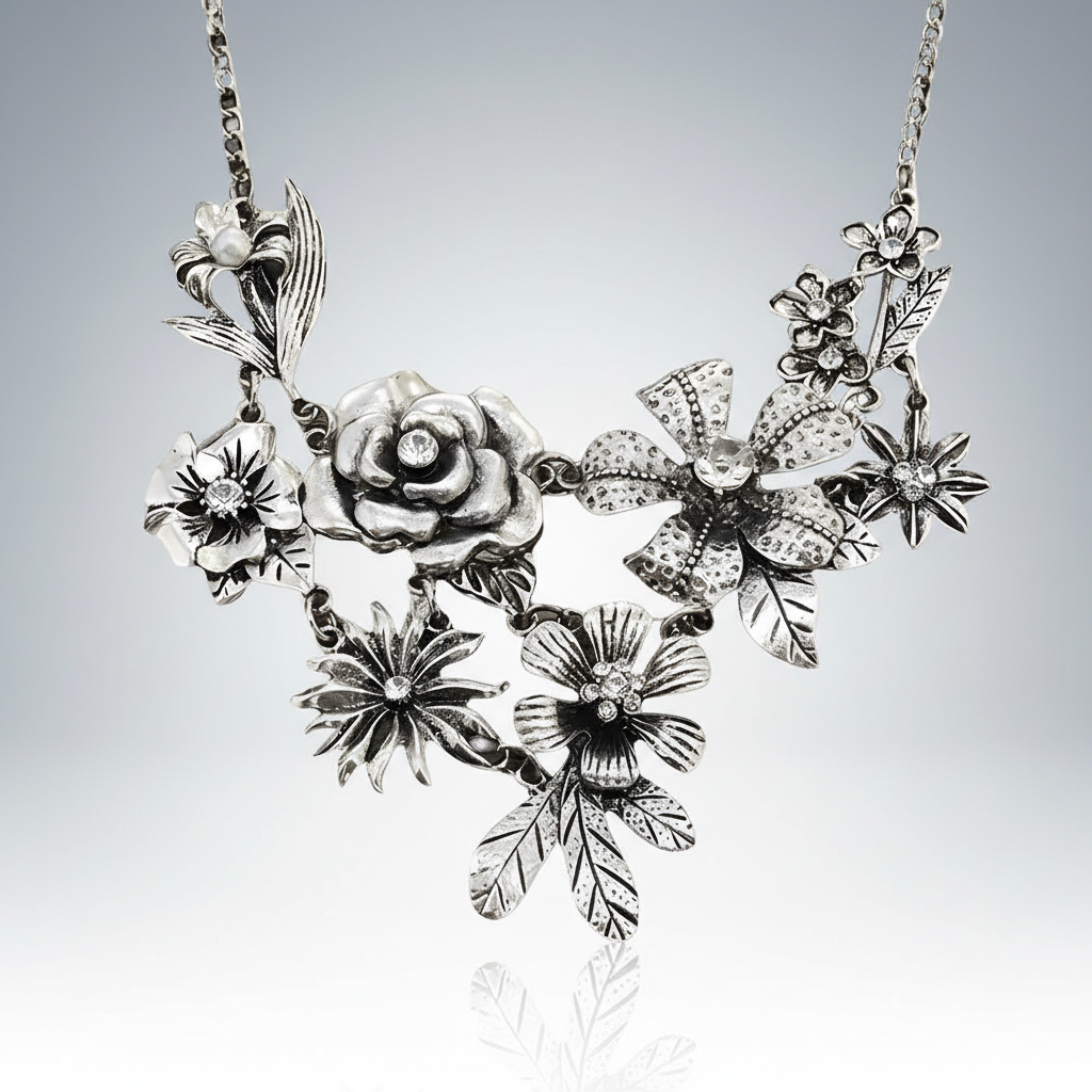 Floral Rhinestone Necklace