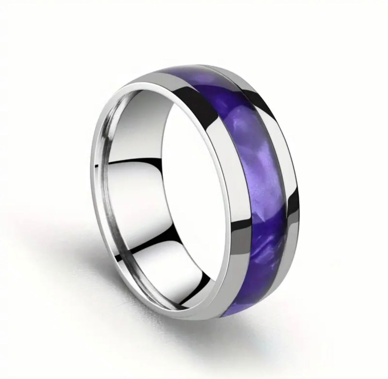 Shell Inlay Steel Ring