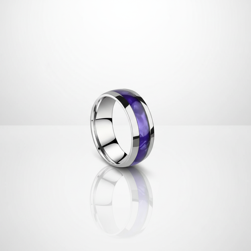 Shell Inlay Steel Ring