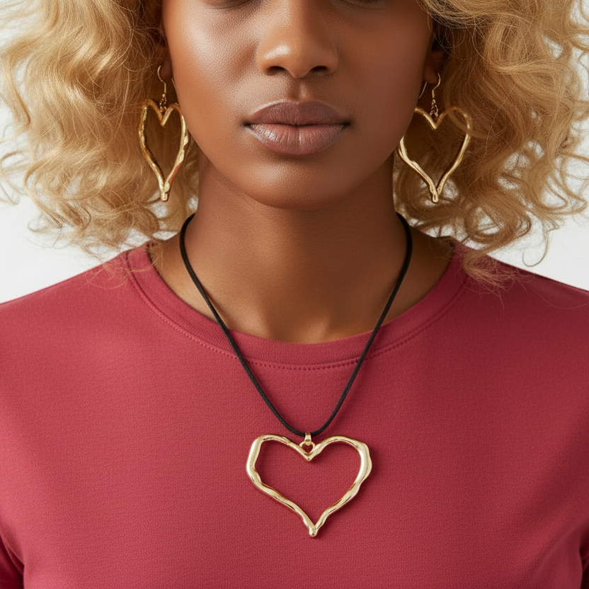 Polished Heart Jewelry Set Gold