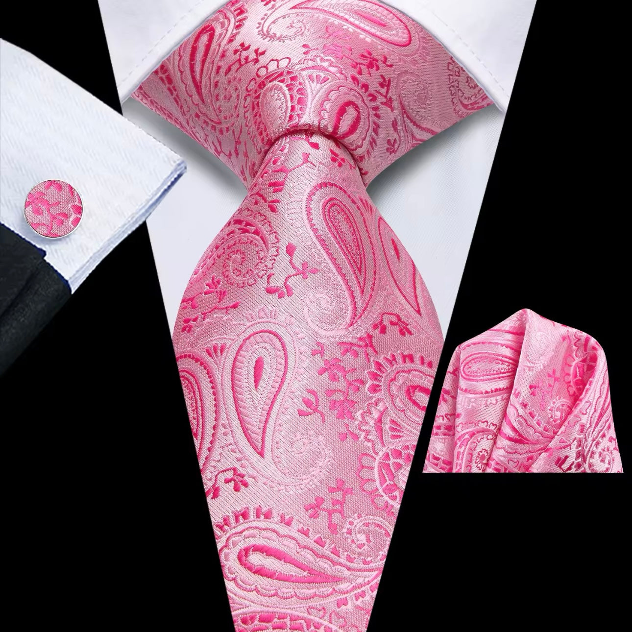 Pink Paisley Necktie Set