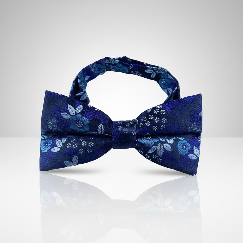 Blue Floral Bow Tie