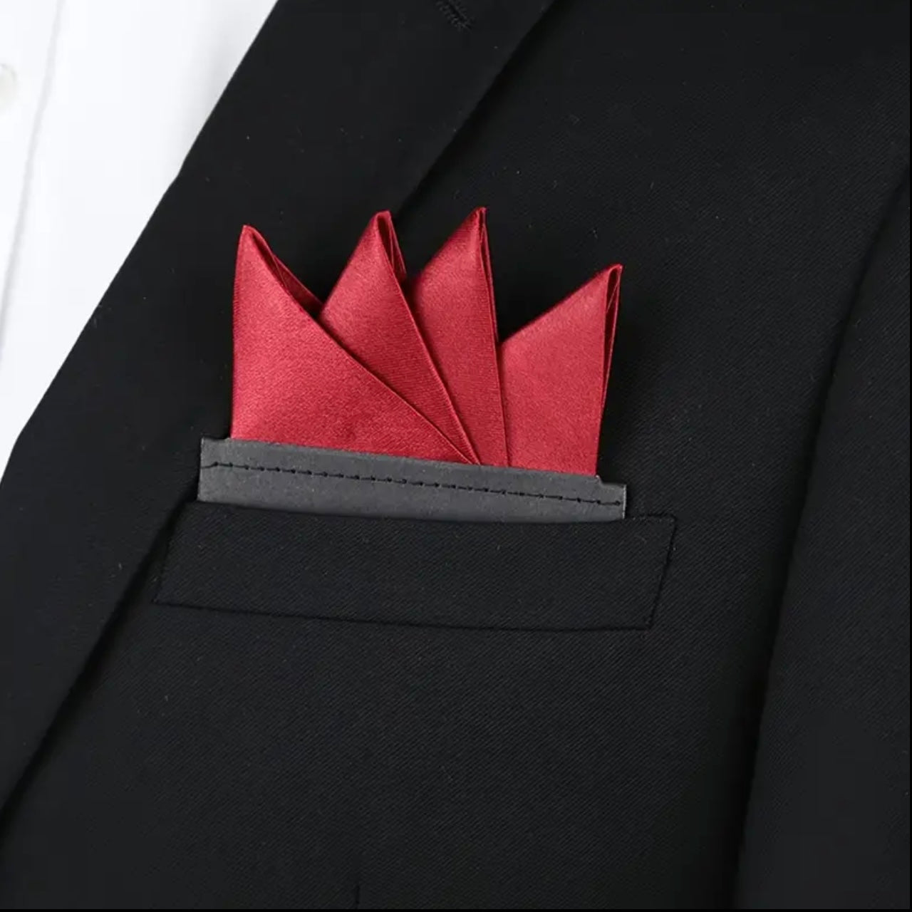 Red Dark Pre-Folded Pocket Square