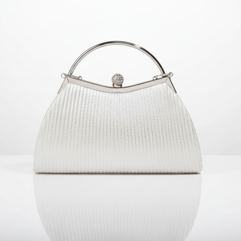 Metallic Pleats A-Line Evening Bag