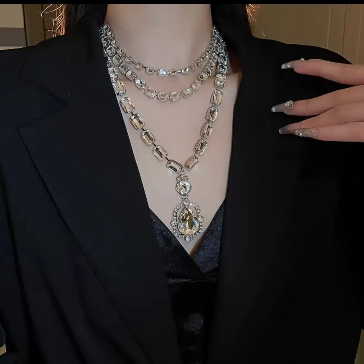 Layered Rhinestone Necklace