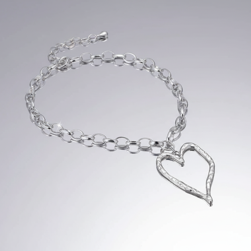 Exaggerated Heart Silver Necklace