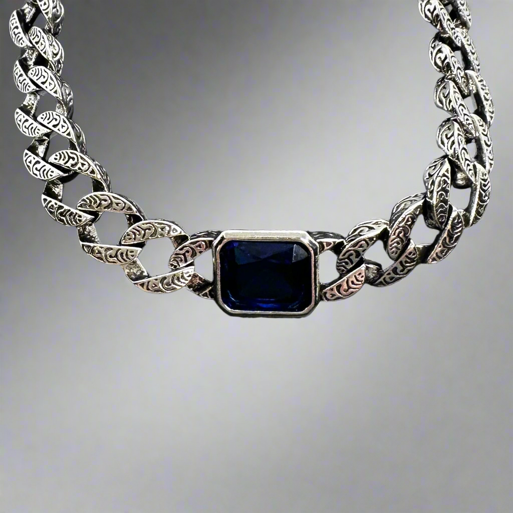 Blue Cuban Chain Bracelet