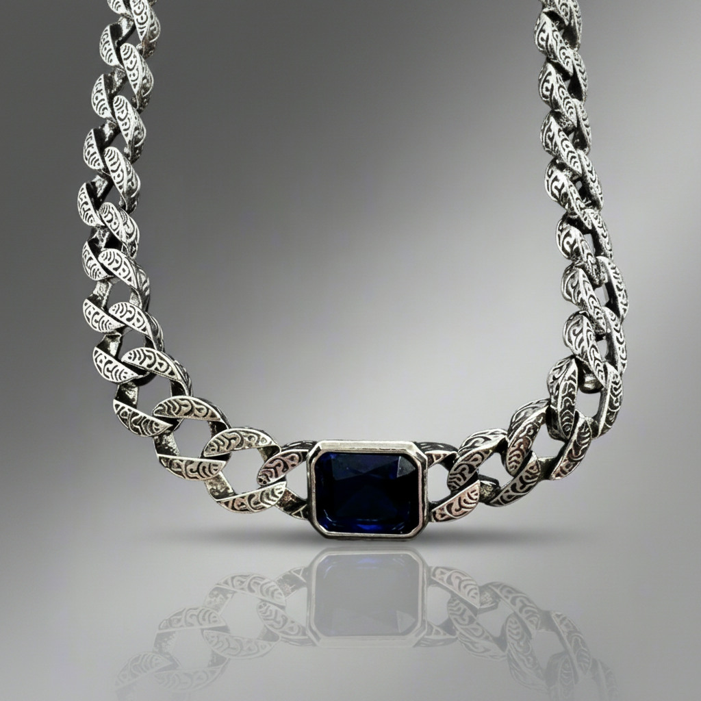 Blue Cuban Chain Bracelet