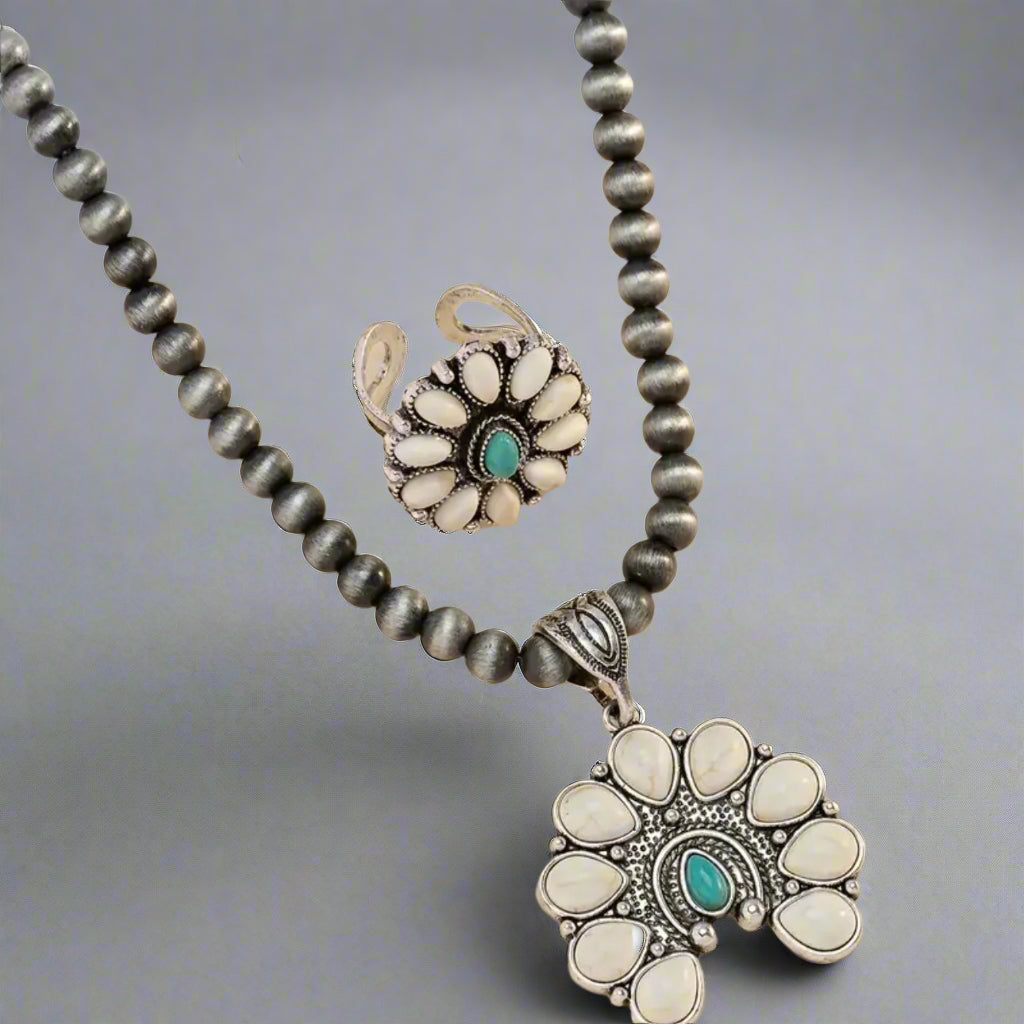 White Blue Turquoise Petite Squash Blossum Set