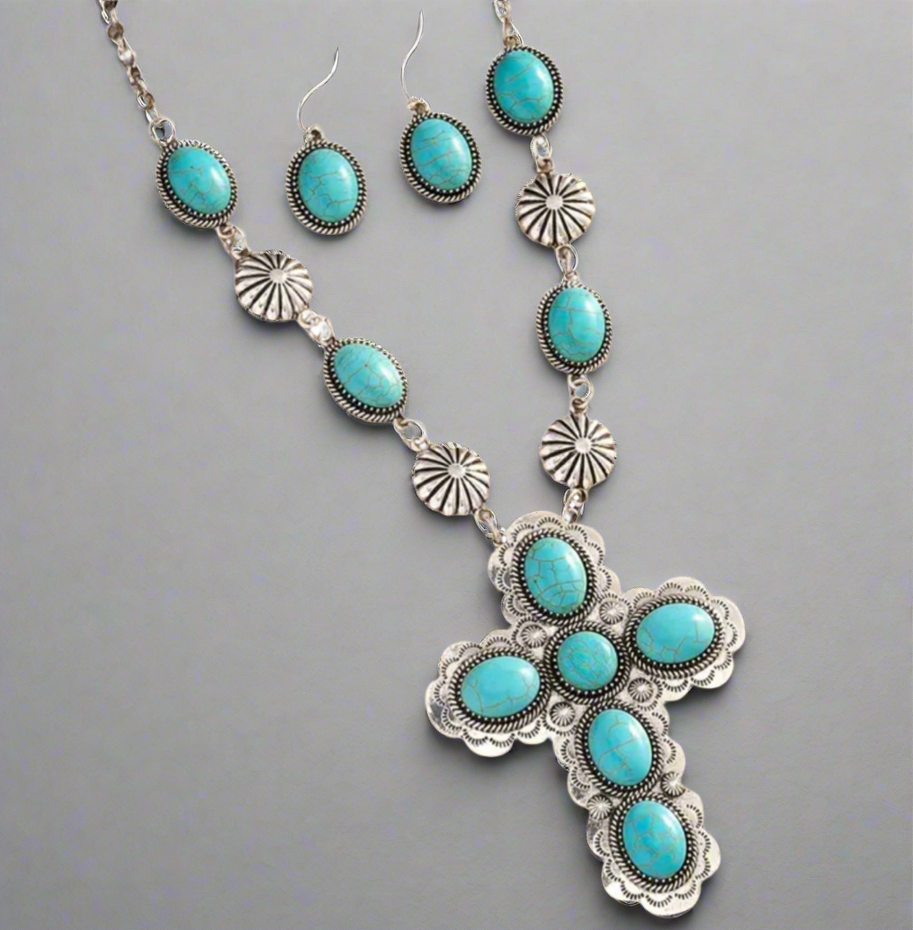 Blue Turquoise Cross Set