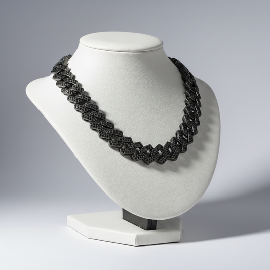 Jet Black Cuban Chain Necklace