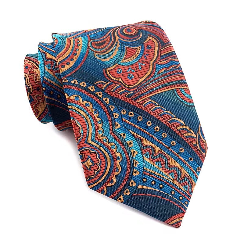Orange Blue Necktie Set