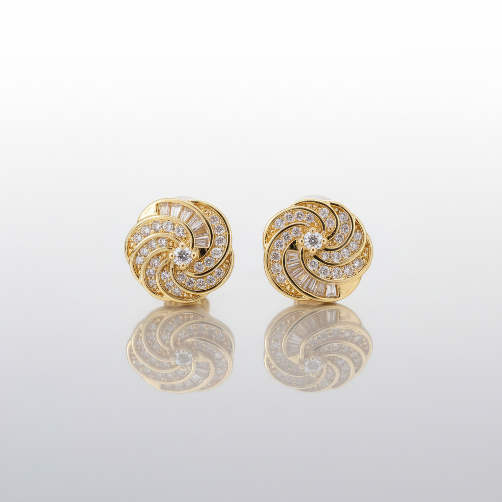 Swirl Clip Stud Earrings