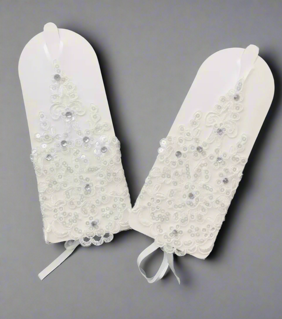 Lace Rhinestone Bridal Gloves