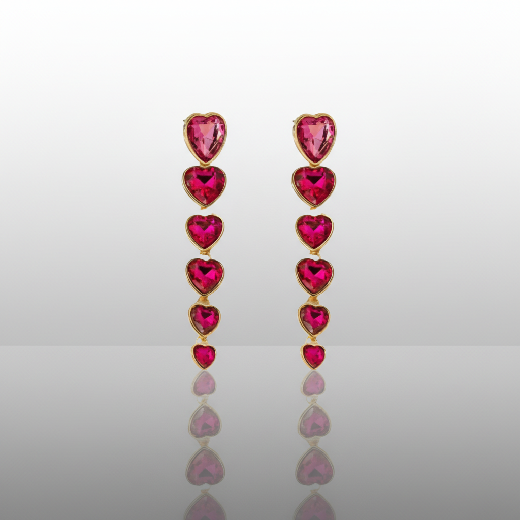 Rose Red Heart Earrings