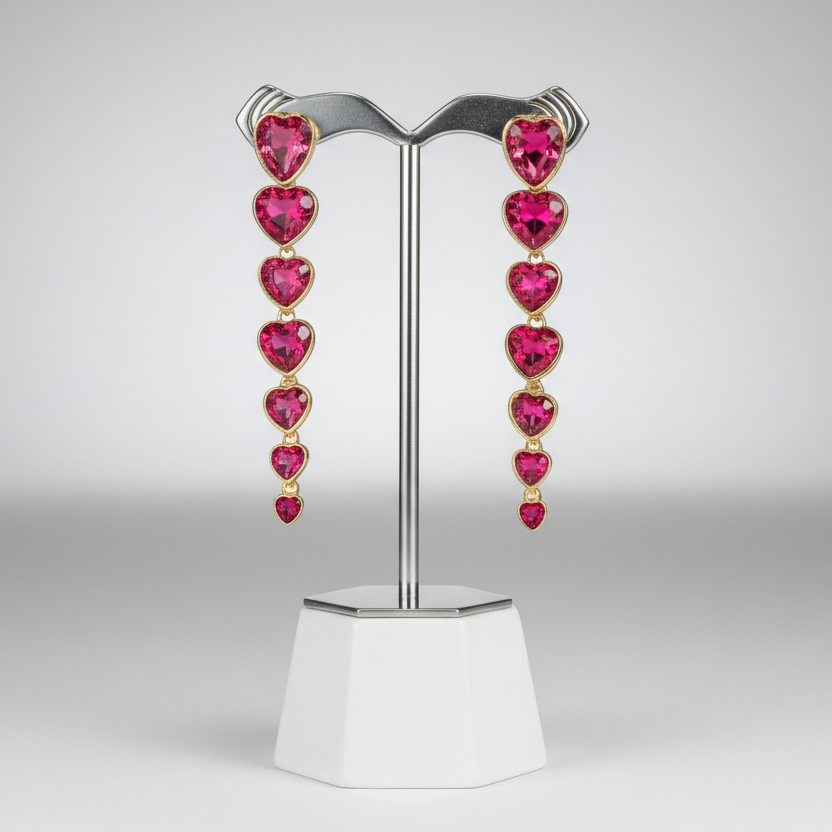 Rose Red Heart Earrings