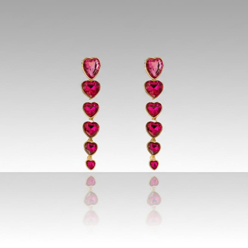 Rose Red Heart Earrings
