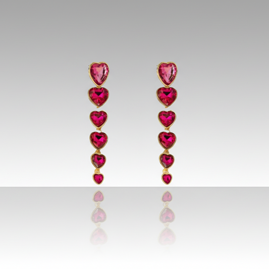 Rose Red Heart Earrings