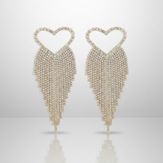 Golden Heart Tassel Earrings