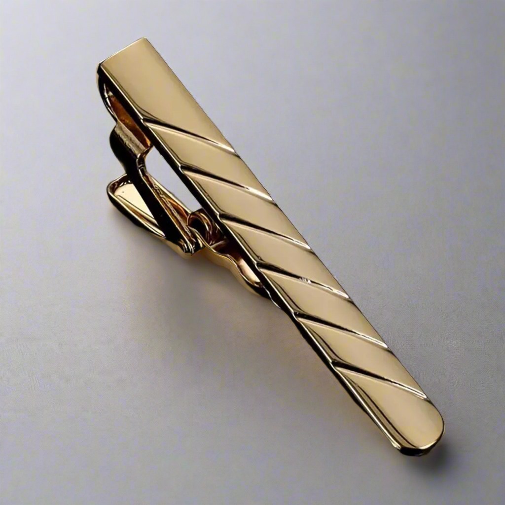 Elegant Stripes Gold Tie Clip