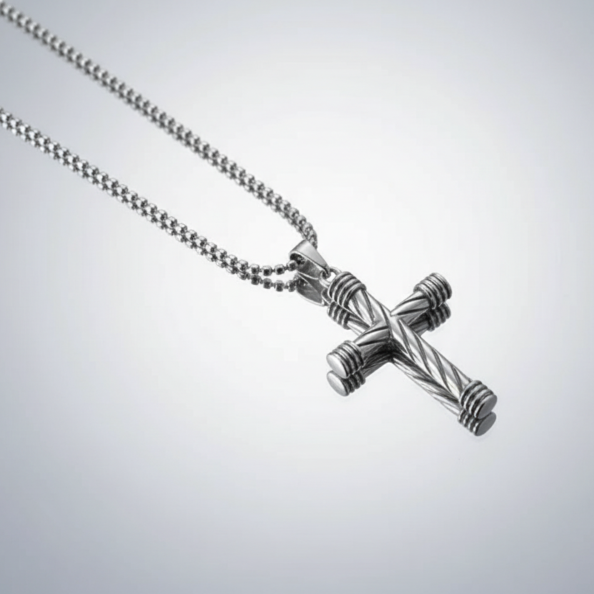 Spiral Cross Stainless Steel Necklace