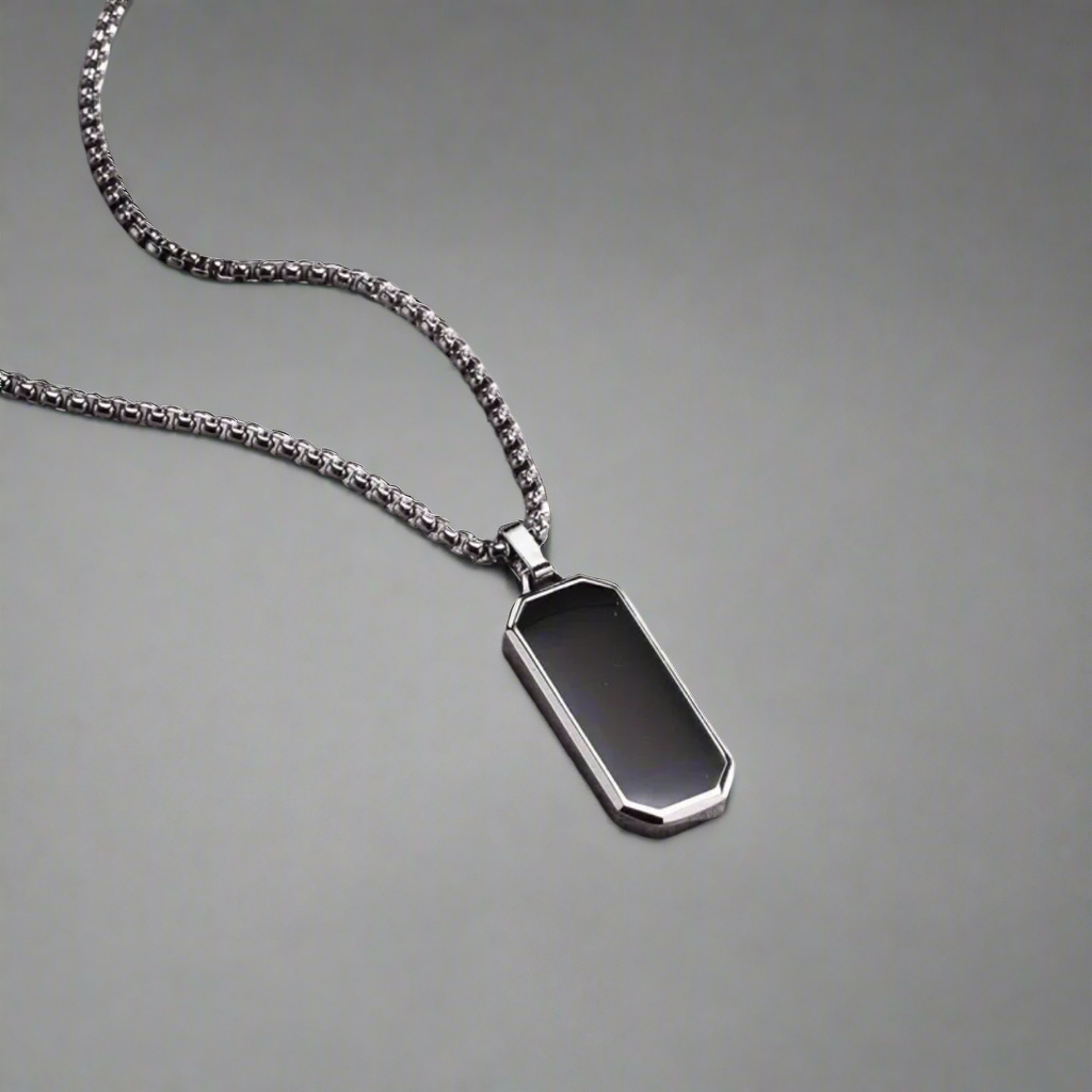 Black Pendant Steel Necklace