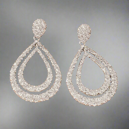 Silver Double Water Drop Earrings