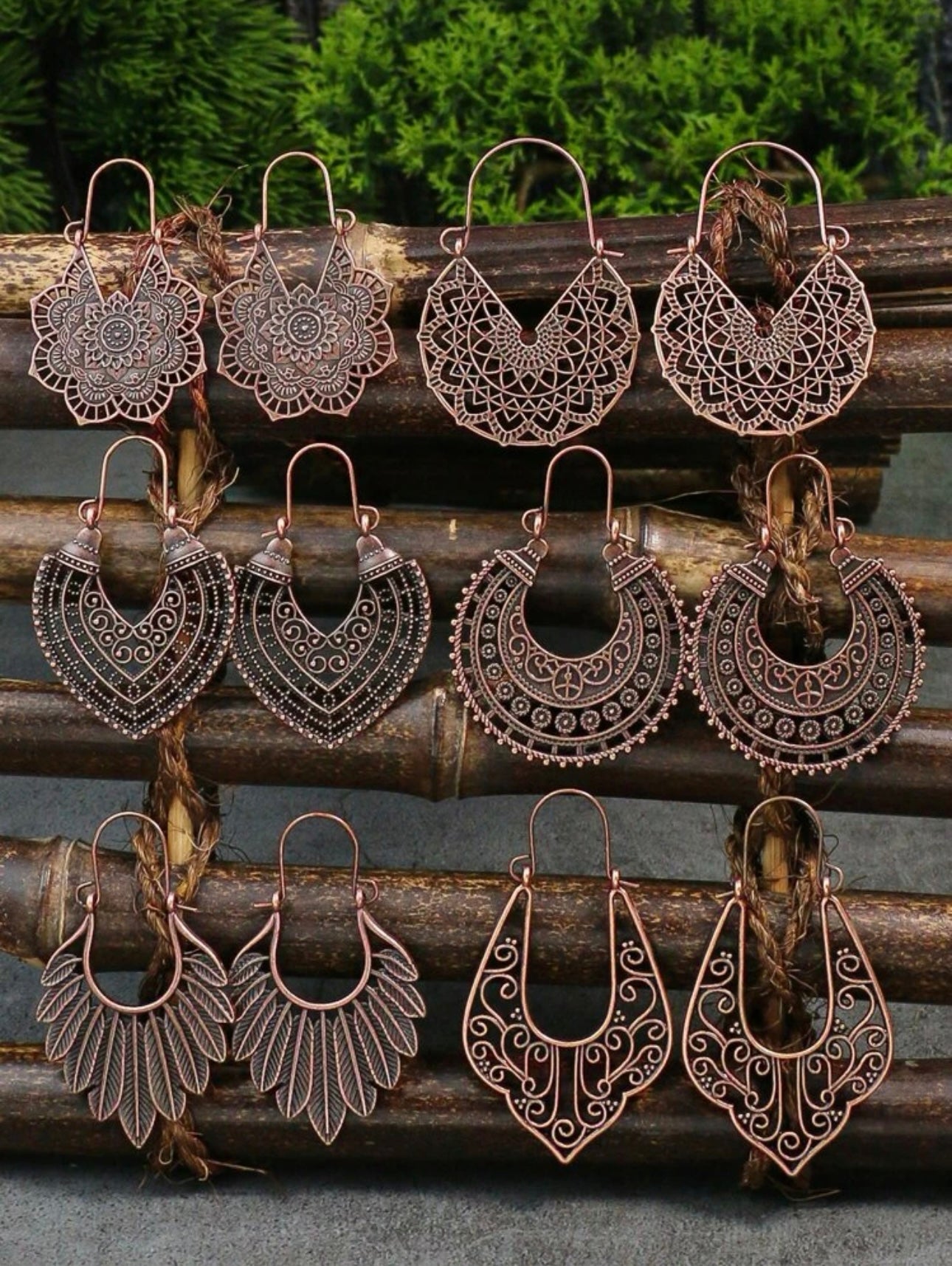 Retro Bronze Tone Earrings