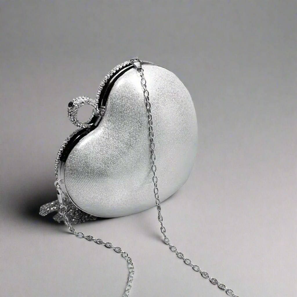 Heart Rhinestone Tassel Evening Bag