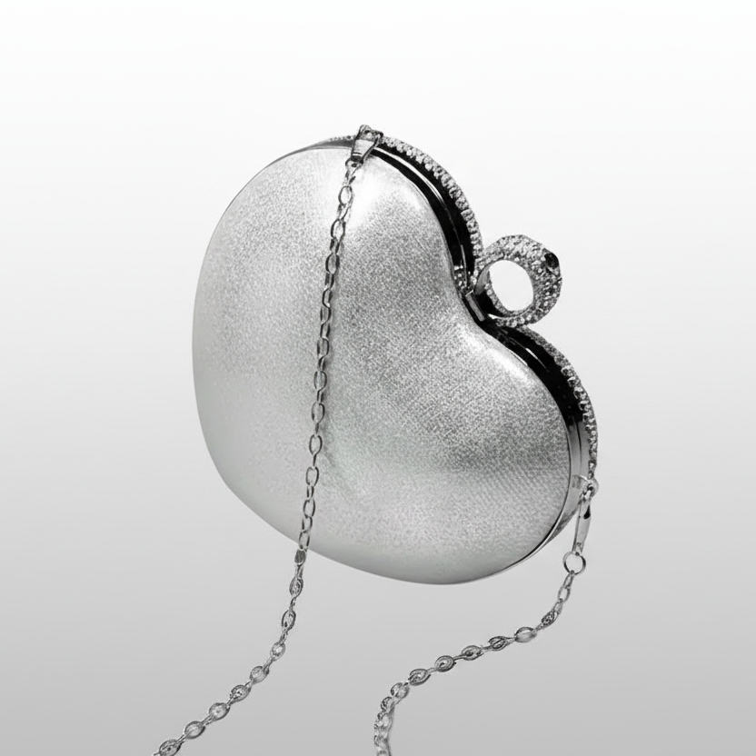 Heart Rhinestone Tassel Evening Bag