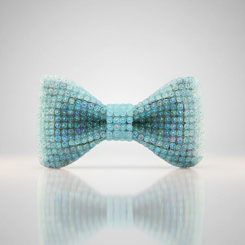 Aqua Blue Beaded Bow Tie
