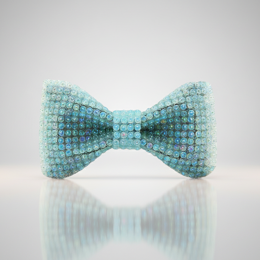 Aqua Blue Beaded Bow Tie