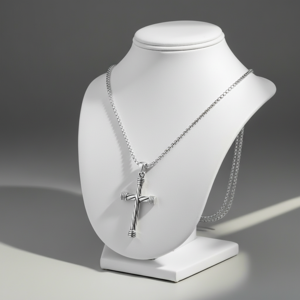 Spiral Cross Stainless Steel Necklace