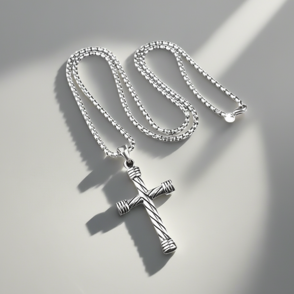 Spiral Cross Stainless Steel Necklace
