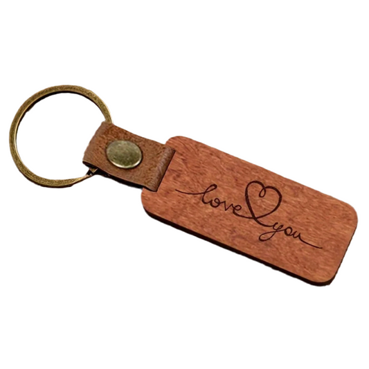 Love You Rosewood Heart Keychain