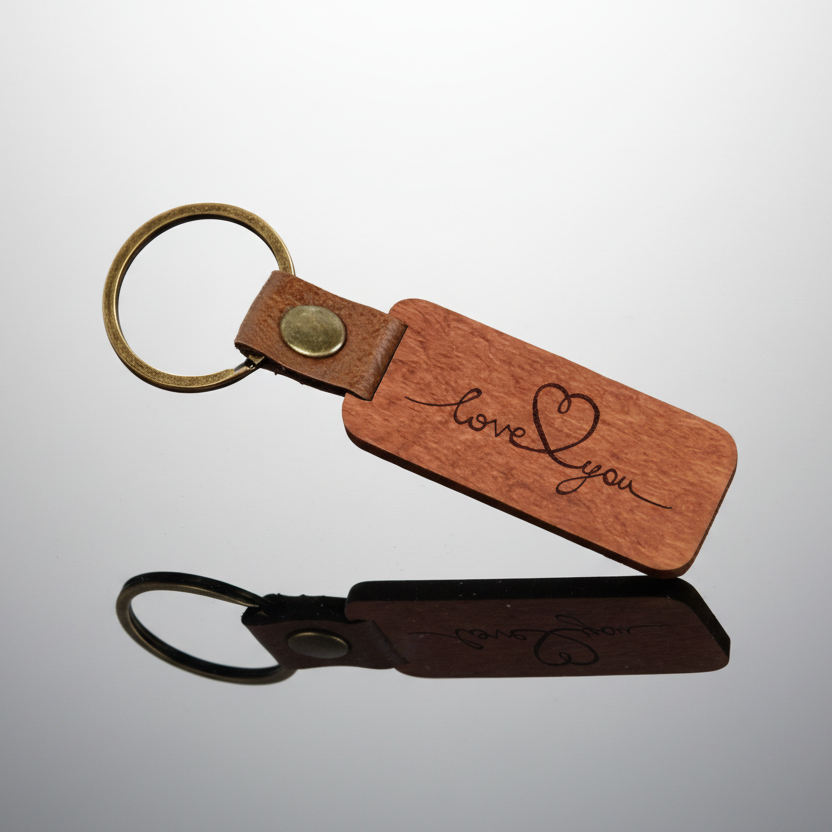 Love You Rosewood Heart Keychain