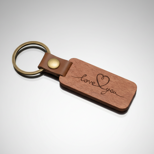 Love You Rosewood Heart Keychain
