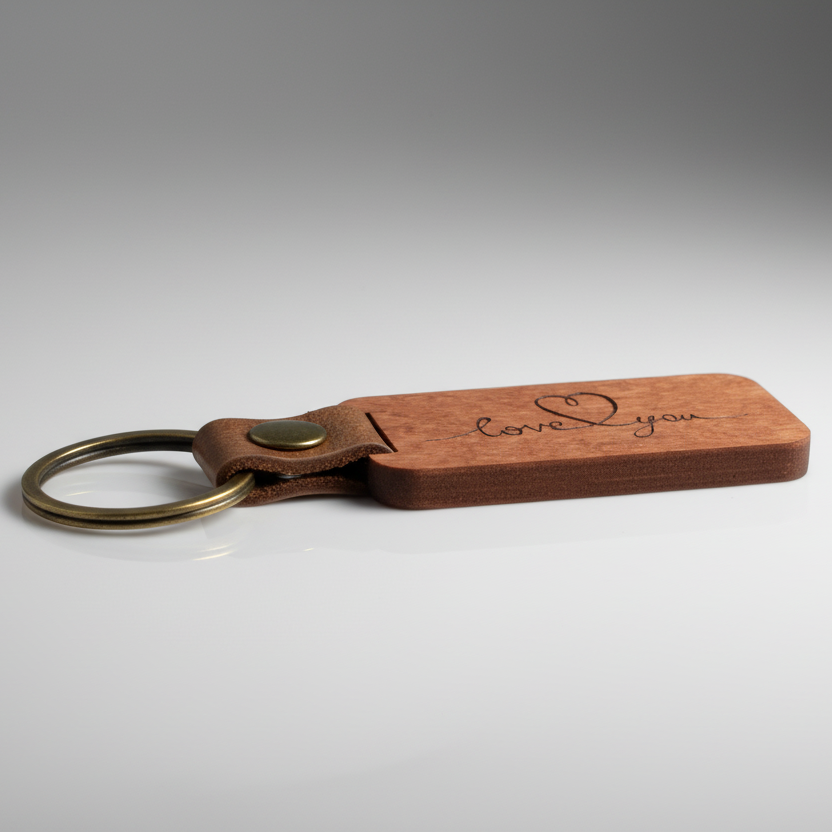 Love You Rosewood Heart Keychain